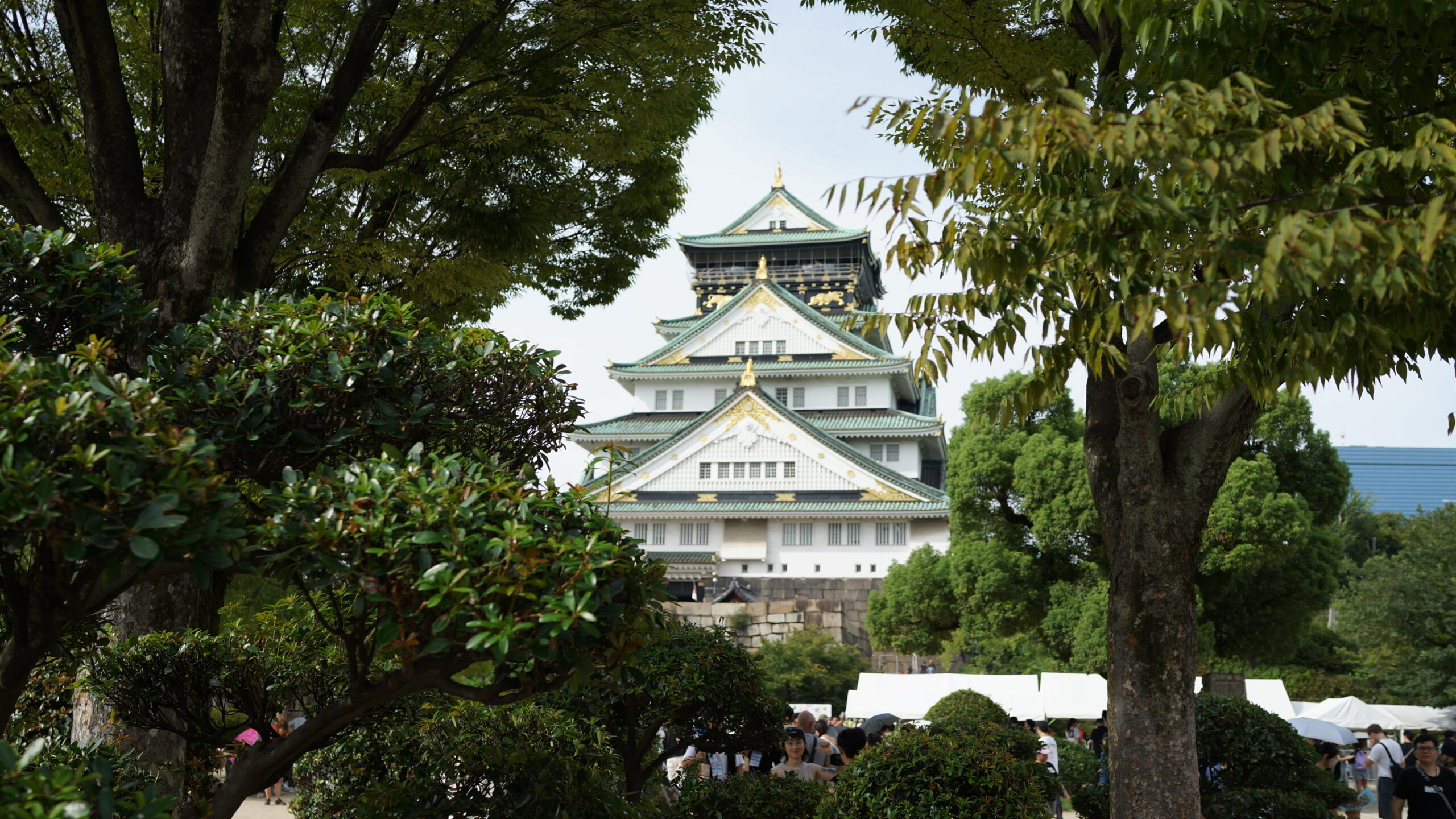 Osaka-Castle durch Bäume, Osaka